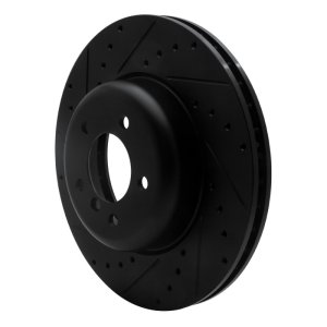 BMW 550I Brake Rotor (1) - Front Left - R1 Concepts - Drilled & Slotted - Black - `04-`10